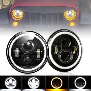 Pair 7" Inch LED Headlights Round HI/LO Sealed Beam for Chevy Pickup Truck 3100 - Picture 1 of 12