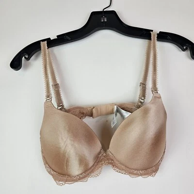 WACOAL Luscious Lace Push Up Bra 65897 Nude 32C Beige Satin - Image 1 of 4