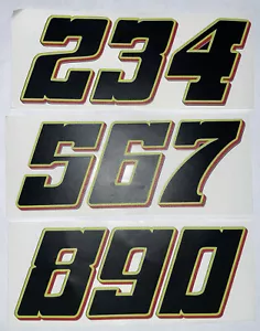 Matte Black-w/ Yellow Outline Red Shadow #2-9,0 Racing Numbers Rc Box L4 - Picture 1 of 10