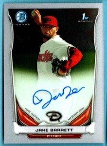 2014 Bowman Chrome  Autograph Auto  Jake Barrett Card # BCPA-JB