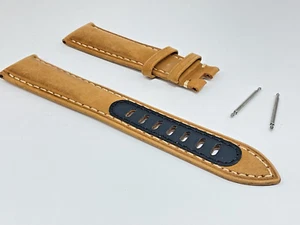 NEW 21MM TAN COWHIDE LEATHER STRAP BAND FOR OMEGA SPEEDMASTER DSOM W/OUT BUCKLE - Picture 1 of 3