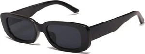 Occhiali da sole rettangolari donna trendy retrò moda anni 90 UV nero - Foto 1 di 6
