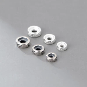 925 Sterling Silver DIY Donut Round Spacers Rondelle Beads Jewellry F0640 - Picture 1 of 7
