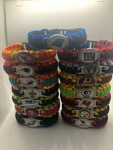 NFL Team Logo Paracord Bracelet Wrap Wristband (SELECT YOUR TEAM) Cover