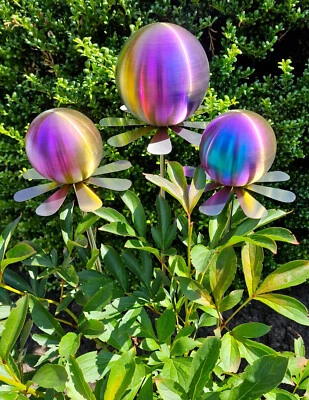 Blütenzauber Rotterdam Rosenkugel 15/10/10 cm Edelstahl Garten mit Stab 80 cm - Bild 1 von 4