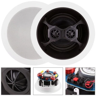 Pair of 200W 6.5" 2-Way In Wall Ceiling Speakers Stereo Audio Speaker 8 Ohm - Image 1 of 4