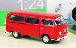 1:24 Welly 1972 Volkswagen Bus T2 Red Diecast Model Car Vehicle New in Box