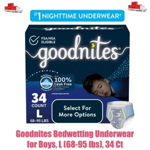 Goodnites Bedwetting Underwear for Boys, L, 34 Ct - Picture 1 of 10