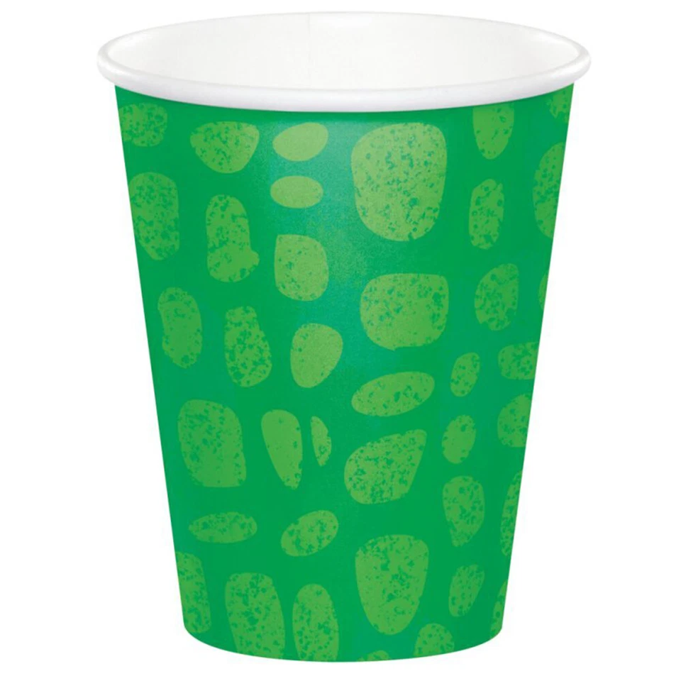 Alligator Party Supplies Paper Cups 8Pk Birthday Tableware Green Safari Jungle - Image 1 of 1