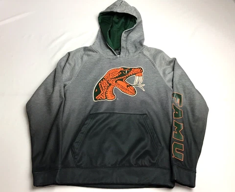 Florida A&M University Unisex Gray Ombre Hooded Sweatshirt Size 12-14 Youth Cover