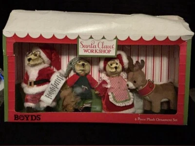 Boyds Bear - Juego de adornos raros - Taller de Papá Noel - Nuevo en caja ¡¡Raro!!! Foto 1 de 4