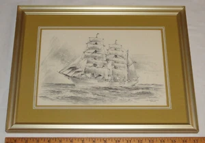 Litografía enmarcada USCG Cortador de Águilas Entrenamiento Barco Impreso por James Francis Murray - Imagen 1 de 12