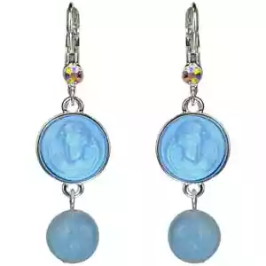 Pendientes de palanca Kirks Folly vidrio encantado Dream Angel y Angelite ST y azul - Imagen 1 de 3
