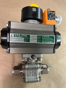 INLINE Pneumatic Valve Actuator AP-DA-52-B-N w/ JPE Ball Valve - Picture 1 of 3