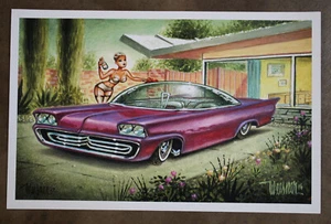Out of Print Signed Keith WEESNER poster vtg BUBBLE TOP Custom Chrysler MCM auto - Foto 1 di 4