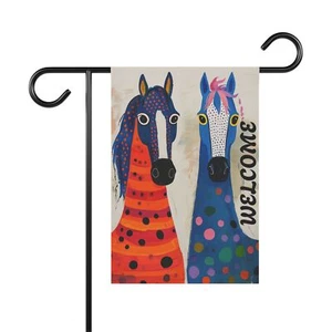 Garden Flag, Funny Horse Banner for Spring, Horses Decor, Outdoor Farmhouse Yard - Picture 1 of 11