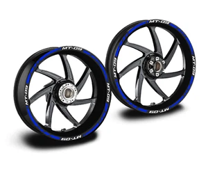 Adesivi cerchi moto yamaha mt09 mt-09 bianco blu 17 pollici - Picture 1 of 3