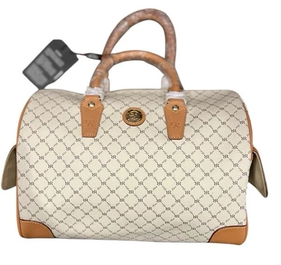 New Rioni Aristo Leather Boston Purse Logo 20015  Satchel Ivory Tan New W/tags - Image 1 of 4