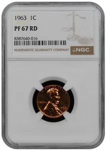 1963 Proof Lincoln cent graded by NGC PF 67 RD - Picture 1 of 2
