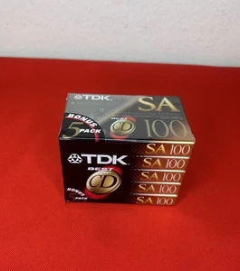TDK SA 100 Type II High Bias nastri audiocassette vuoti nuovi sigillati NOS set di 5 - Foto 1 di 10