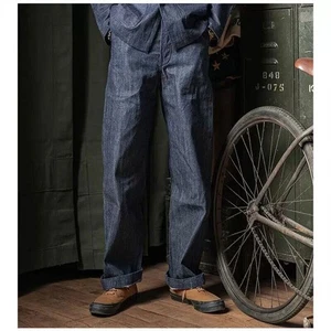 Bronson Retro Men's 1945 USN Dungaree Trousers Denim Deck Pants Selvedge Jeans - Picture 1 of 18