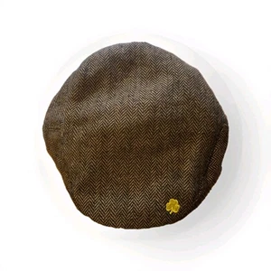 Vintage Man Of Aran Ireland Woolen Herringbone Flan Cap - Bild 1 von 5