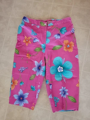Pantalones capri Evan Picone para mujer 8 rosas florales informales con cremallera Foto 1 de 3