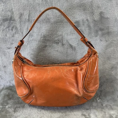 VTG Franco Sarto Hobo Shoulder Bag Purse Orange Leather Distressed - Image 1 of 4