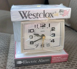 Vintage Westclox Electric Alarm Clock Antique White Made in USA New Rip Seal - Picture 1 of 2