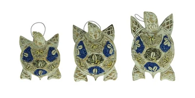 Arañazos y abolladuras talladas a mano conchas de madera y arena tortuga marina colgantes de pared Foto 1 de 4