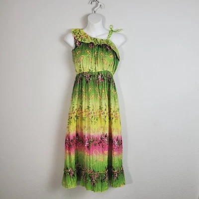 Faded Glory Vintage Dres XS Green Floral Fairy Y2K 90s Ethereal Whimsical - Image 1 of 4