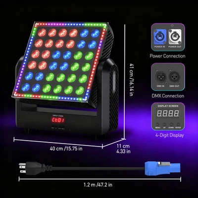 Stage Effect Light RGBW Moving Head 96 RGB LEDs Strobe Sound Control DMX512 Wash - Image 1 of 4