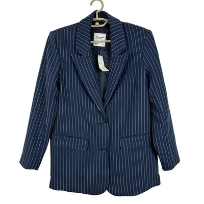 Abercrombie & Fitch Boyfriend Blazer Blue Pinstripe NEW preppy oversized slouchy - Image 1 of 4