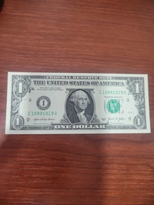 2021- $1. DOLLAR NOTE FANCY NUMBER I10991019C - Picture 1 of 17