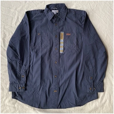 Y2K Carhartt Original Fit Logo Long Sleeve Button Shirt Large Navy Blue New NWT - Image 1 of 4