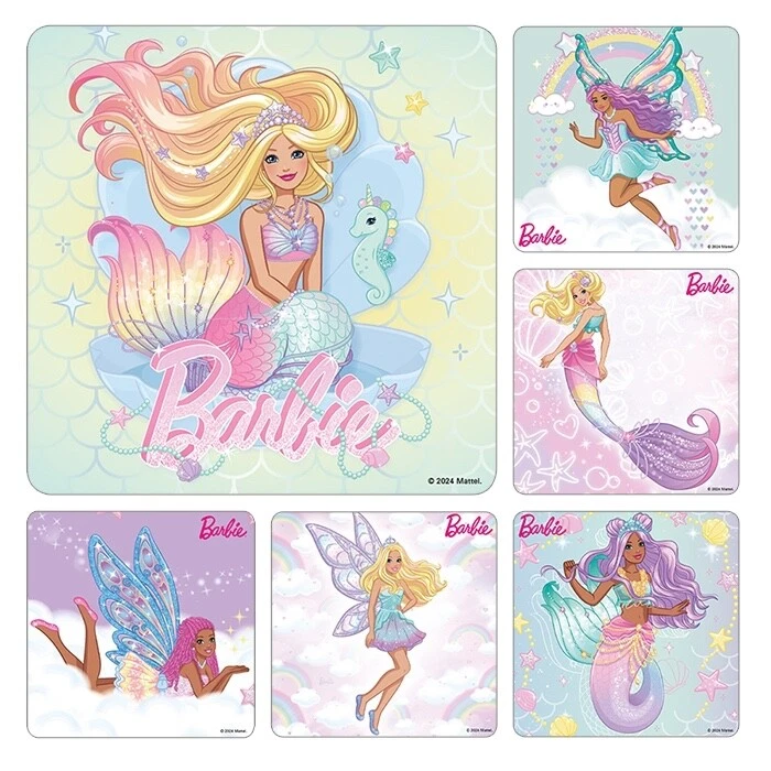 20  Barbie Fantasy Stickers Party Favors Teacher Supply Mattel Mermaid Fairy - Image 1 of 1