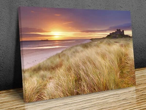 Bamburgh Castle Bamburgh Northumberland mounted canvas print ready to hang - Picture 1 of 6