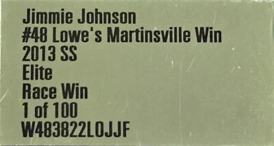 JIMMIE JOHNSON 2013 #48 LOWE'S MARTINSVILLE RACED WIN ELITE - Image 1 of 4