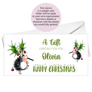 Christmas Money/Gift/Voucher Wallet with Envelope Personalised Handmade Hedgehog - Picture 1 of 2