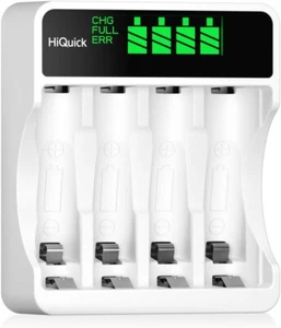 Caricabatteria LCD rapido 4 slot per batterie AA/AAA caricatore veloce e intelligente - Foto 1 di 8