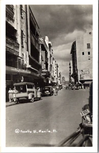 MANILA FILIPINAS ESCOLTA CALLE ANTIGUA VISTA POSTAL REAL FOTO - Imagen 1 de 2