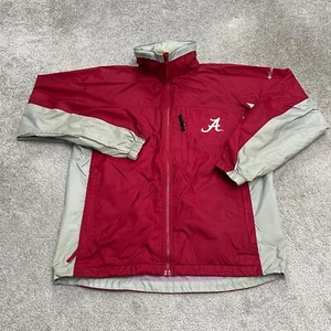 Columbia Windbreaker Jacket Men Small Red Gray Alabama University Tuckable Hood - Picture 1 of 19