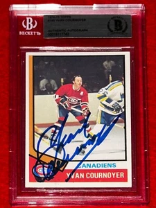 1974-75 Topps 140 Yvan Cournoyer Signed Card Montreal Canadiens BAS Auto - Bild 1 von 2