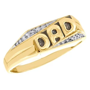 0.10 Ctw DEW Moissanite 14K Yellow Gold Plated Black Enamel Fathers Day Dad Ring - Picture 1 of 9
