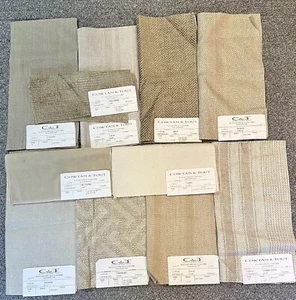 Lot of 11 Cowtan Tout Fabric Samples Neutrals Herringbone Beige Ivory Natural - Picture 1 of 16