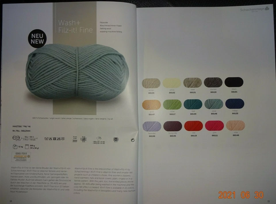 79 €/1 kg Wash + Filz it fine Wolle Strickgarn Schachenmayr 50 g - Bild 1 von 1