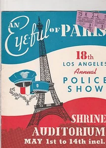 EYE-FUL OF PARIS 1952 PROGRAMA DE ESPECTÁCULOS POLICIALES DE LOS ANGELES INCLUYE 2 TALONES DE BOLETOS - Imagen 1 de 3
