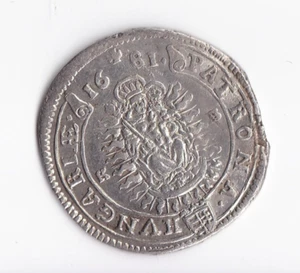 1681 Hungary 15 Kreuzers (Krajzar) larger SILVER coin - HIGH GRADE some Luster! - Picture 1 of 2