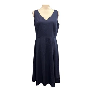 Chaps Dress Womens 12 Navy Blue A Line Classic Capsule Preppy Minimalist Office - Picture 1 of 10