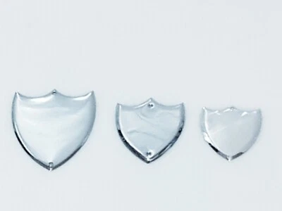 GLENWAY Trophäe Seitenschild Metall poliert silber Optik 2 Pin Loch 3 Größenwahl